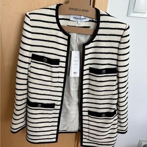 NWT Veronica Beard Black and White Striped Jacket